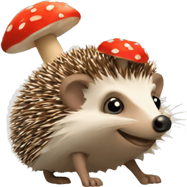 Hedgehog with mushroom hat  emoji