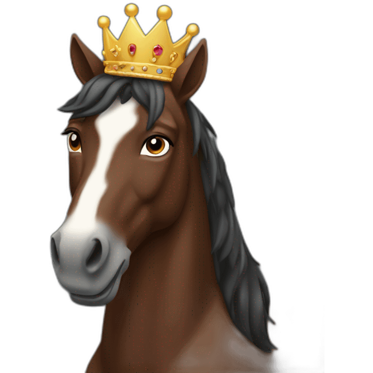 dark brown conceited horse with crown emoji