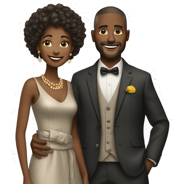 happy couple in stylish attire emoji