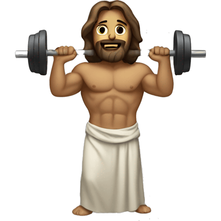 Jesus lifting weights emoji