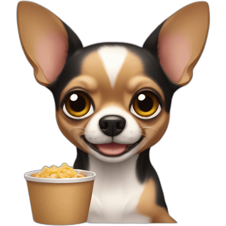 chihuahua negro comiendo emoji