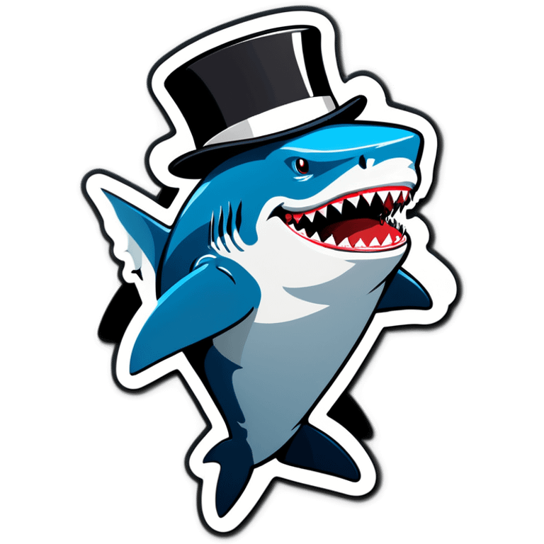 Shark with a top hat emoji