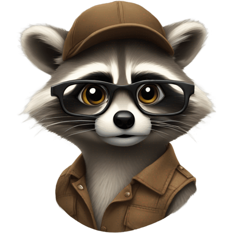 the face of a raccoon with glasses who came up with the idea emoji