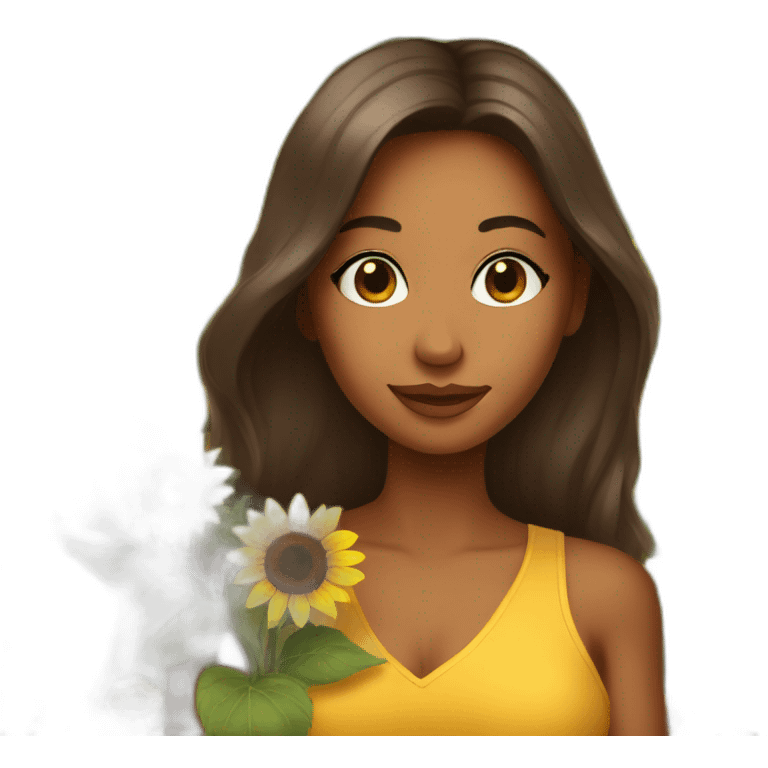 Gorgeous woman holding a sunflower emoji