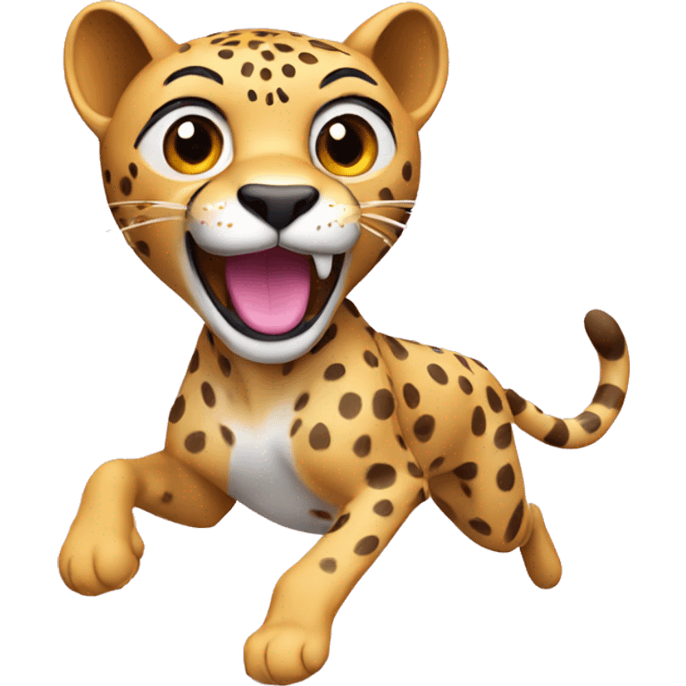 running cheetah in pink emoji