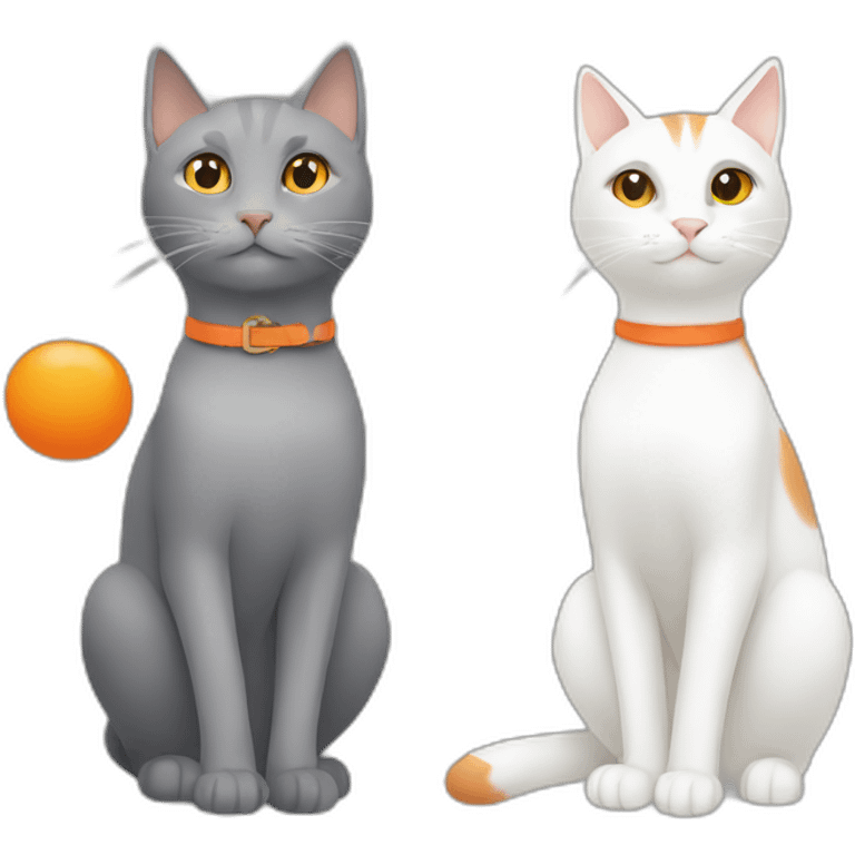 grey cat and white and orange cat emoji