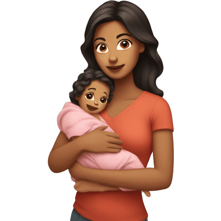 Latina holding baby emoji