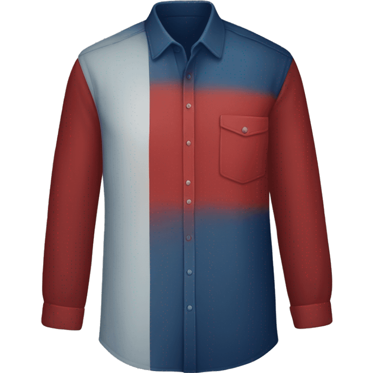 A shirt with half Red and other half dark blue color emoji