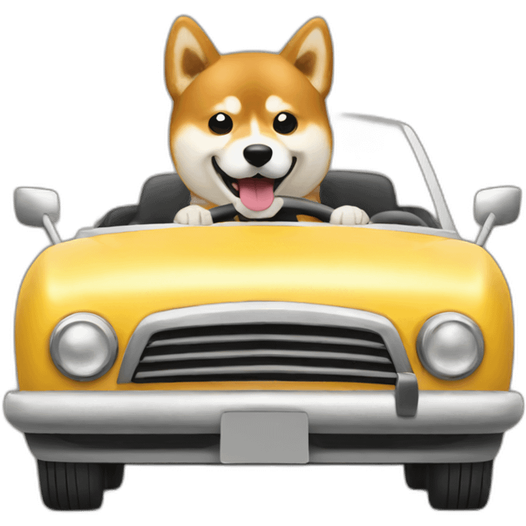 Shiba driving car emoji