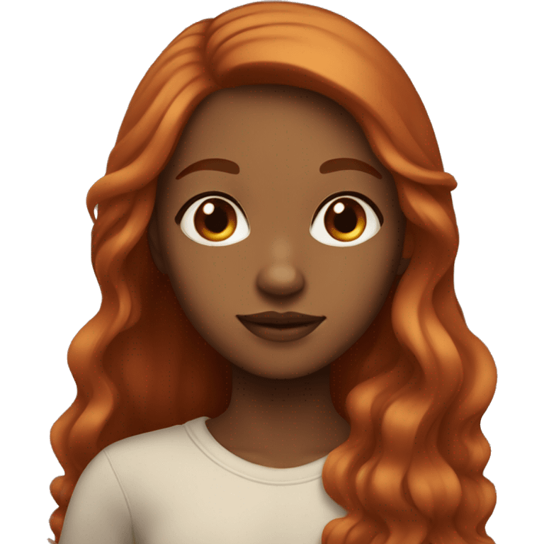 Light brown girl with long red hair and brown eyes emoji