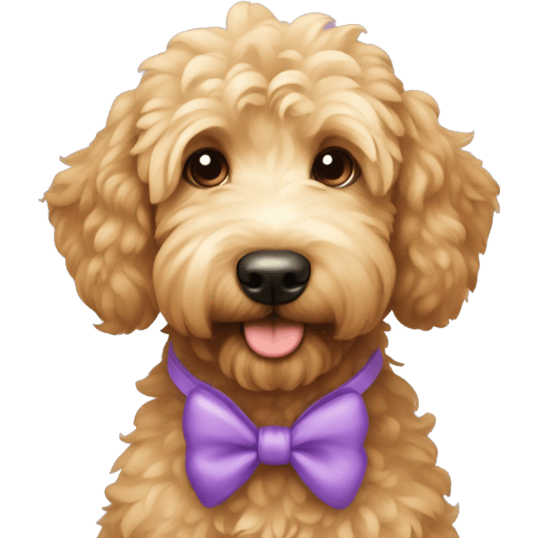 Goldendoodle with bow emoji