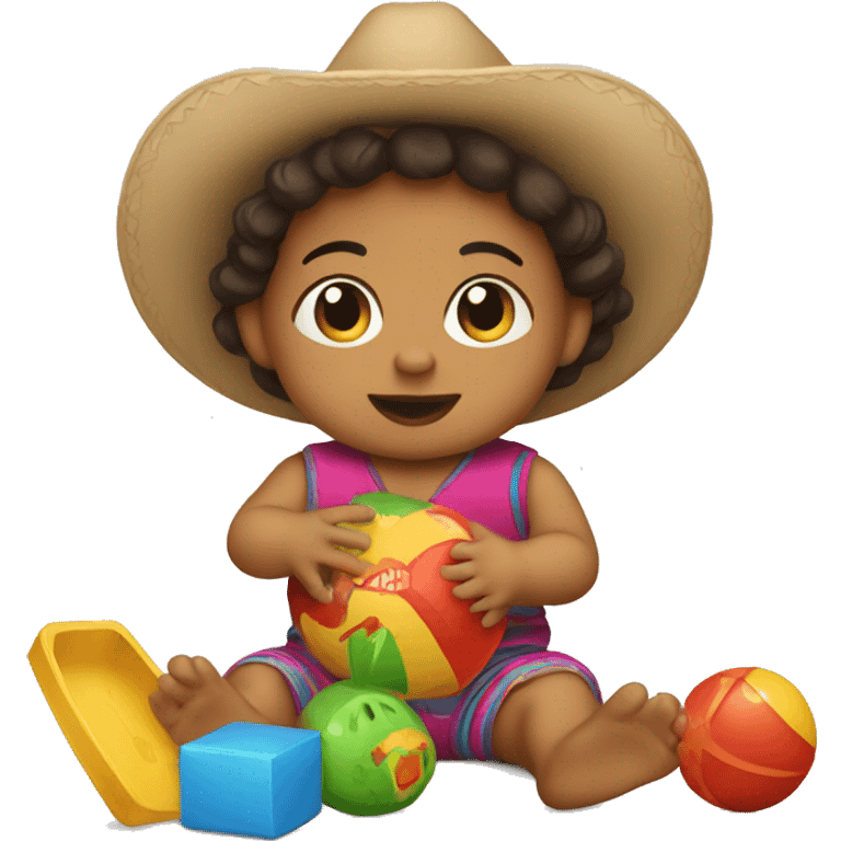 mexican baby playing with toys emoji