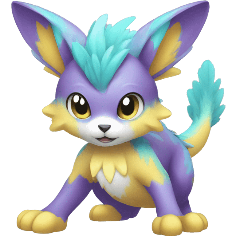 Cute cool shiny colorful fantasy animal hybrid Fakemon full body emoji