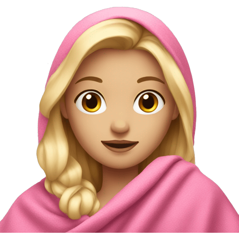 Blond girl with a pink blanket emoji