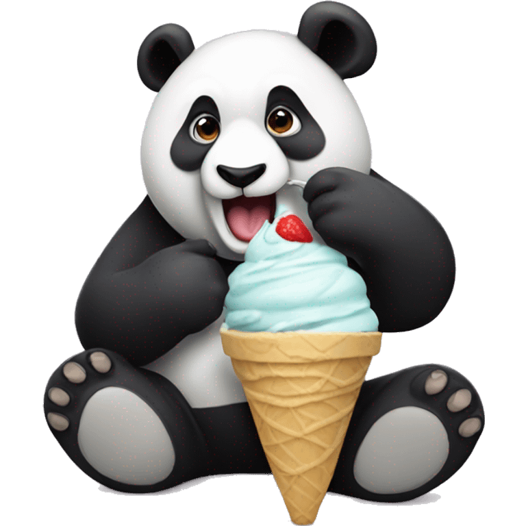 Panda eating ice cream emoji