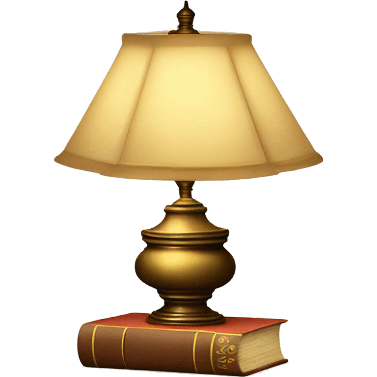 vintage lamp with open book emoji