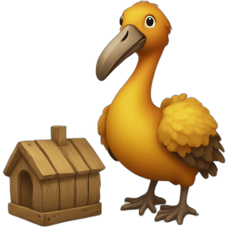 Dodo with wooden toy emoji