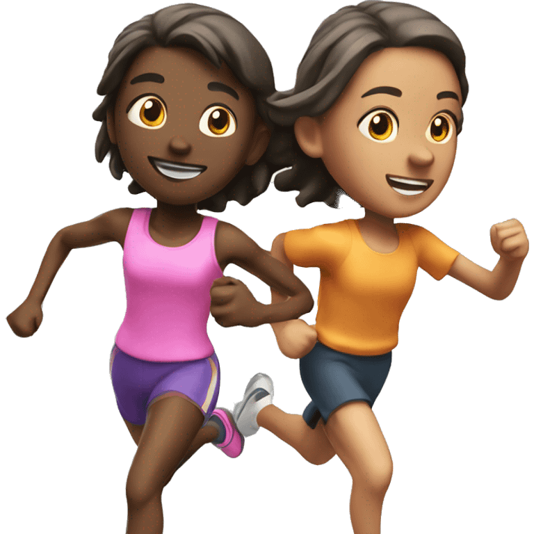 3d running girl and boy emoji