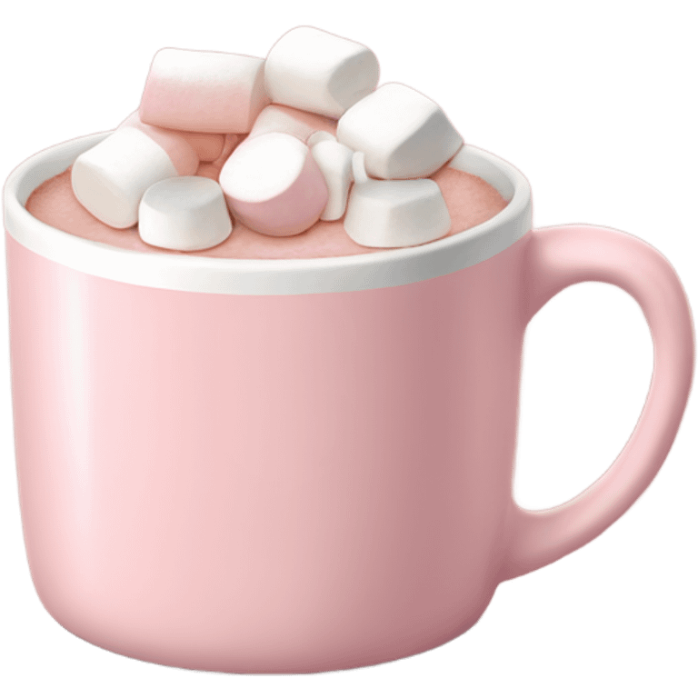 Light Pink mug of hot chocolate with marshmallows  emoji