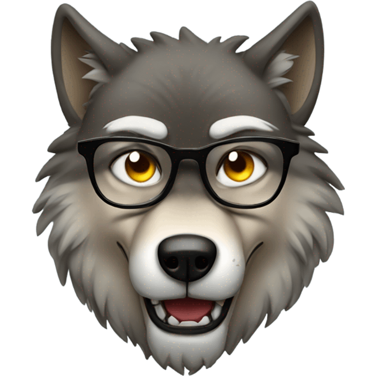 angry wolf with glasses emoji