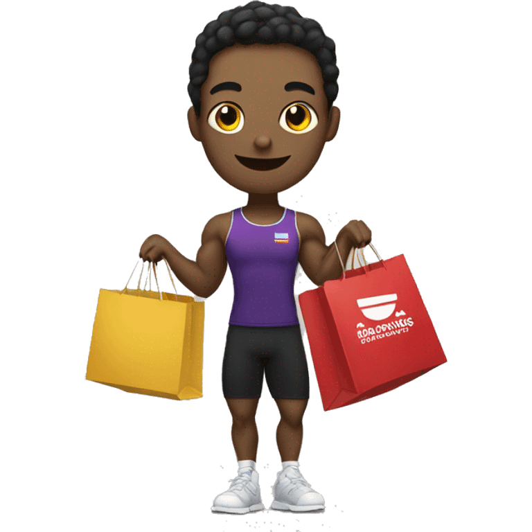 olympic weightlifter holding shopping bags emoji