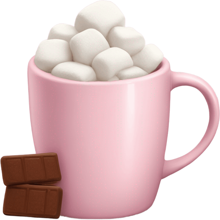 Light Pink mug of hot chocolate with marshmallows  emoji