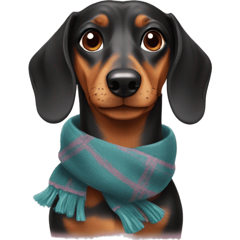 Dachshund wearing scarf emoji