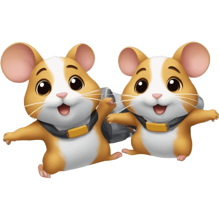 Two hamsters flying on plane emoji