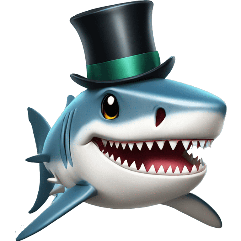 Shark with a top hat emoji