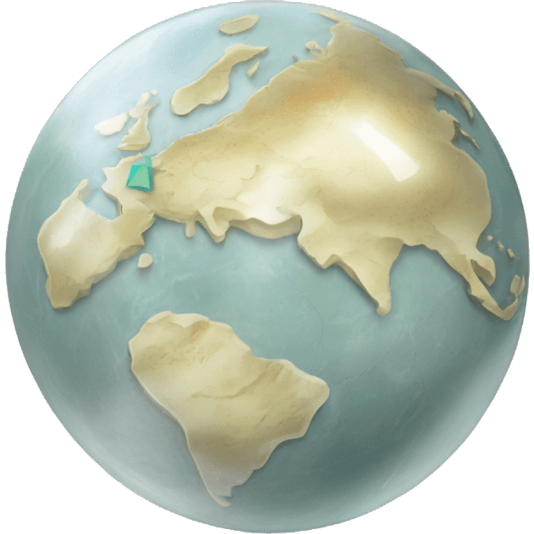 pearl stone with map of world etched onto the pearl emoji