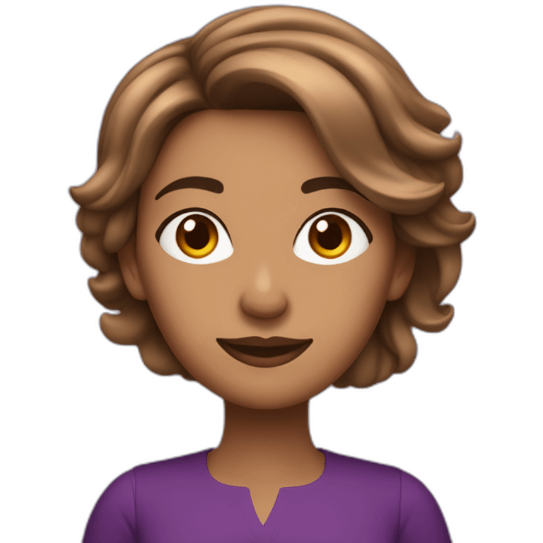 MUJER MAESTRA CABELLO MARRON CON MECHAS VIOLETAS emoji