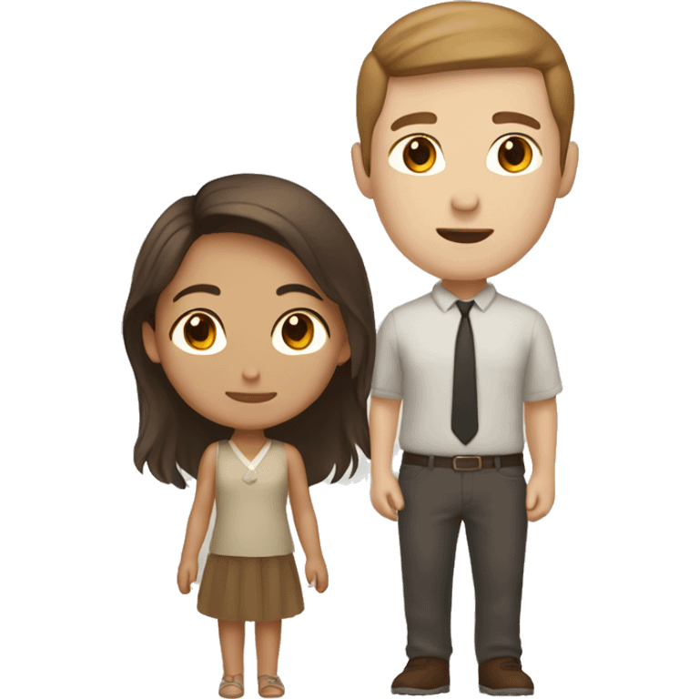 Brown haird asian girl with brown hair white guy emoji