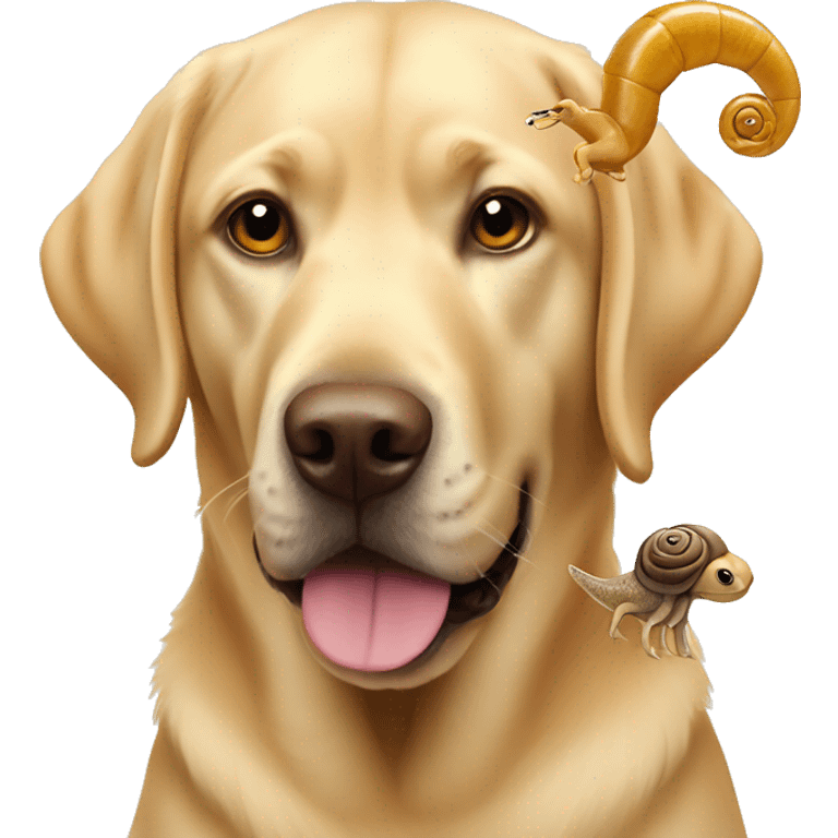 Golden Labrador with snail emoji