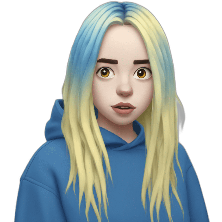 Billie eilish 2017 cheveux bleu emoji