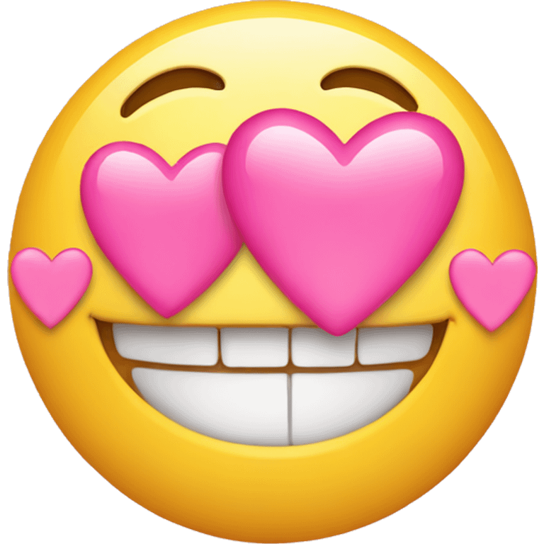 Smile emoji with 2 pink hearts  emoji