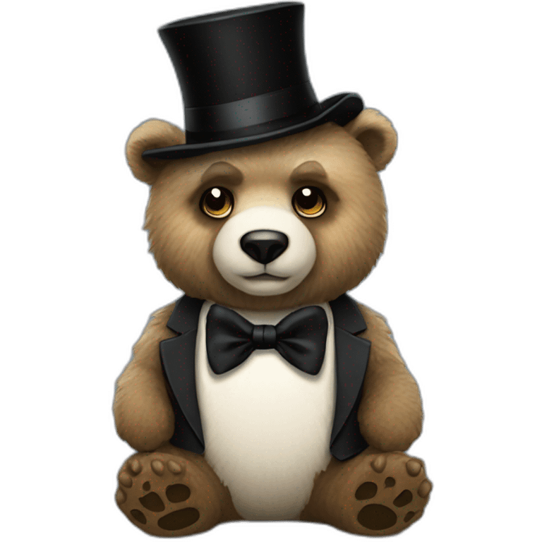 glamrock bear with tiny black top hat and black bow tie emoji