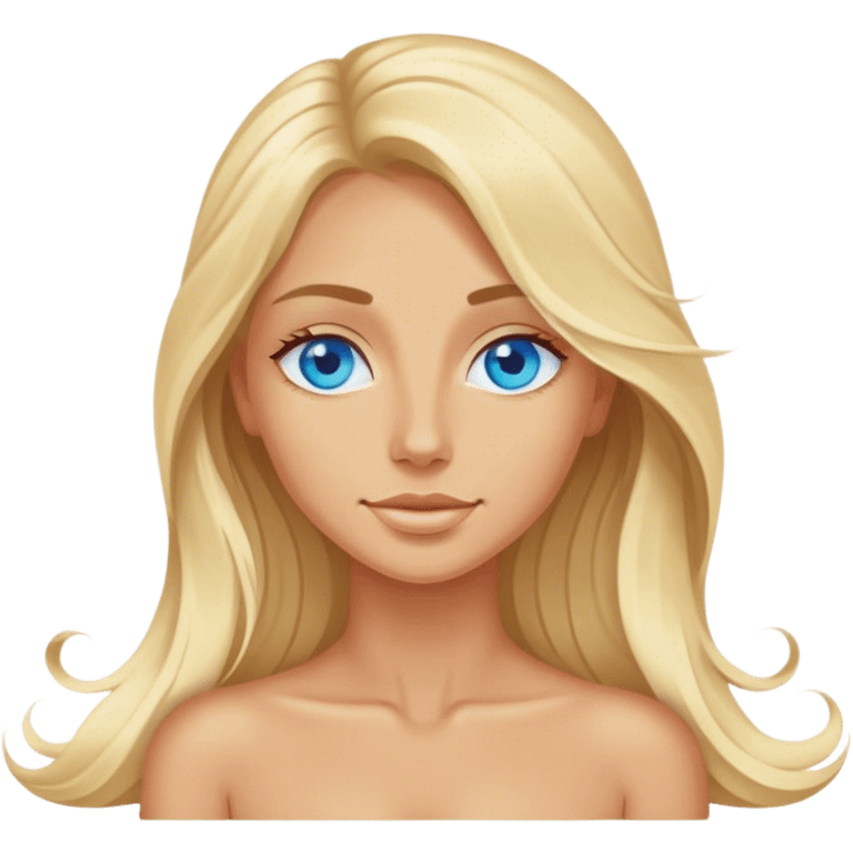 Cinematic realistic blonde with long hair, blue eyes sunbathing in the sun emoji