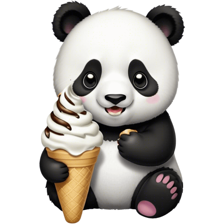 Panda eating ice cream emoji