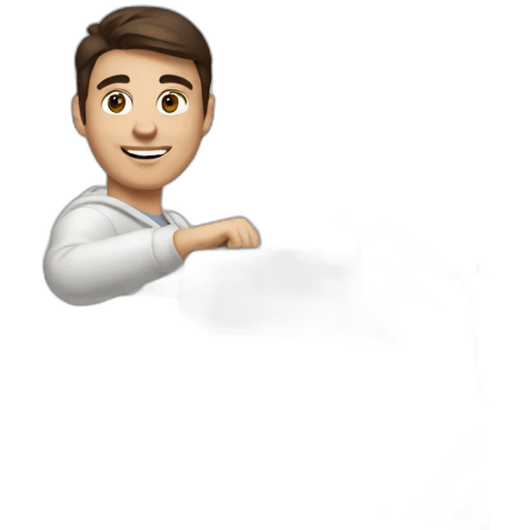 Brunette male driving a Hyundai white car  emoji