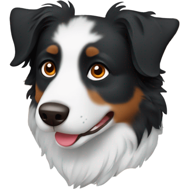 Small black australian shepherd dog wearing autumn emoji