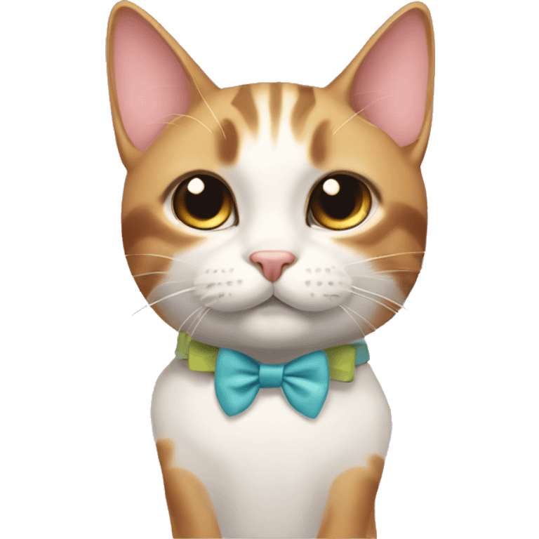 a cat with two bows on its head emoji