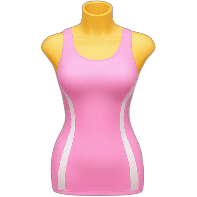 A dress form is adorned with a pink sports tank top. emoji