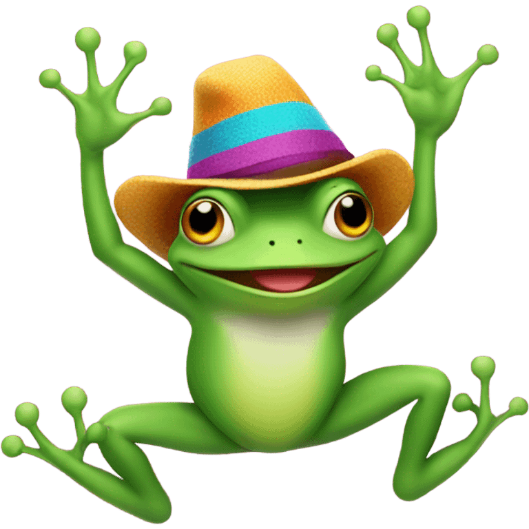 Frog dancing in hat emoji