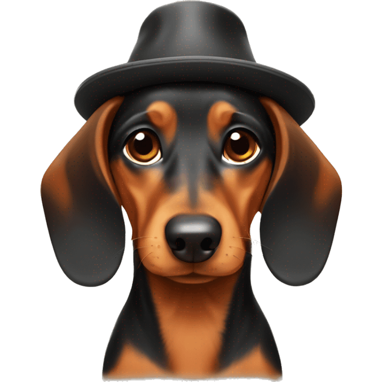 Dachshund wearing hat emoji