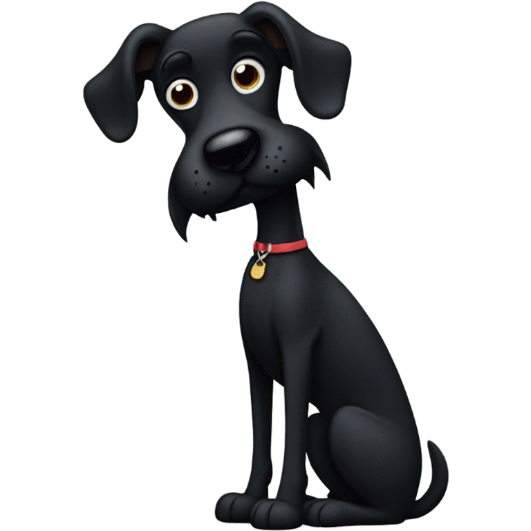 Skinny curly haired black dog emoji