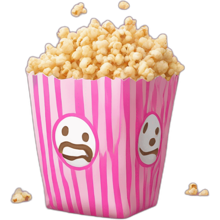 pink popcorn bag with cancel sign emoji