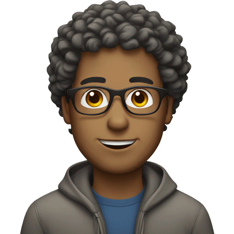 Guy with curly hair and white glasses emoji