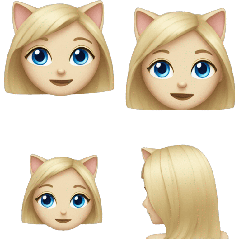 Cat with blonde girl and Blue eyes emoji