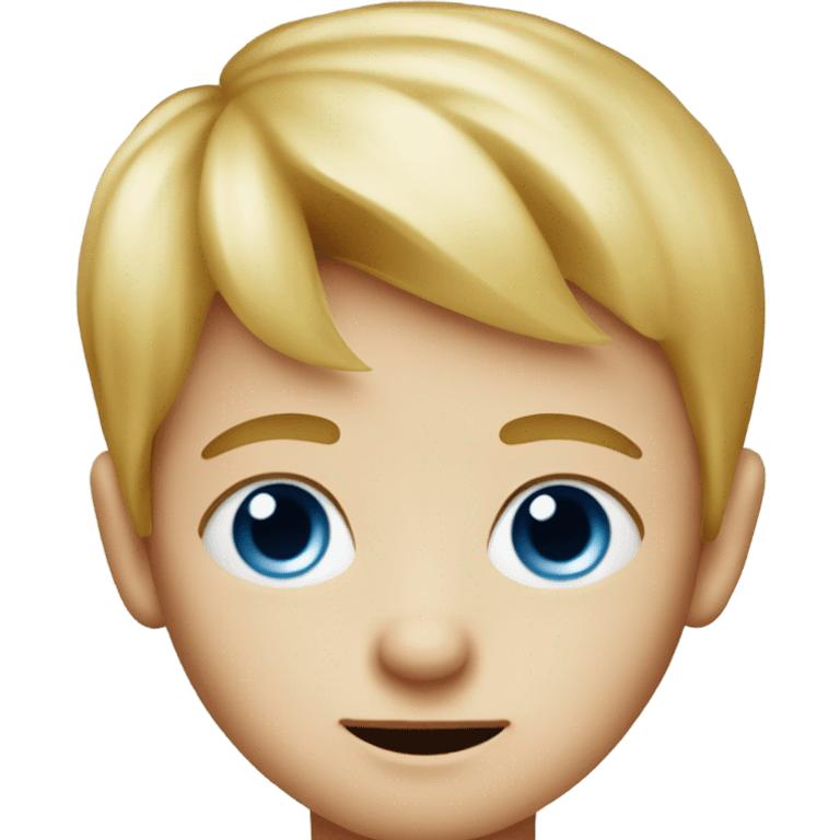 tiny blonde boy with blue eyes and a pepperoni on his nose  emoji