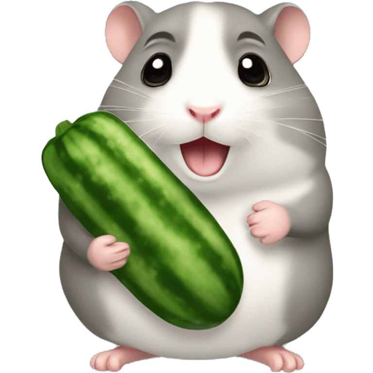 A gray hamster that gnaws a cucumber emoji